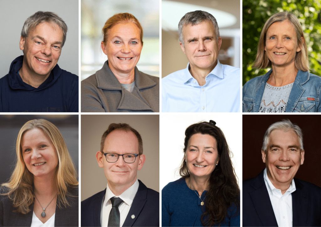 Portrettbilde som viser Edvard Moser, Alexandra Bech Gj&oslash;rv, Helge Lund, Siw Heggedal Longvast&oslash;l, Mari Sundli Tveit, Oddmund Hoel, May-Britt Moser og Bj&oslash;rn &Oslash;iulfstad.